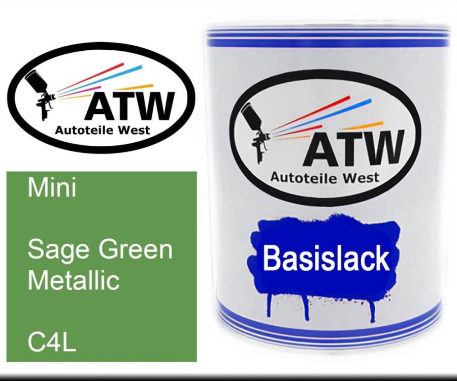 Mini, Sage Green Metallic, C4L: 1L Lackdose, von ATW Autoteile West.